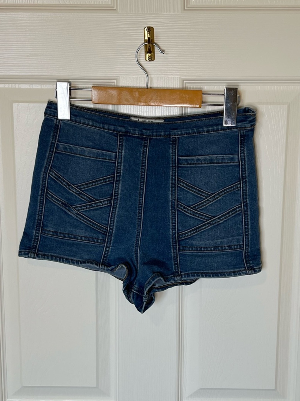 Free People Medium Wash High-Rise Denim Shorts